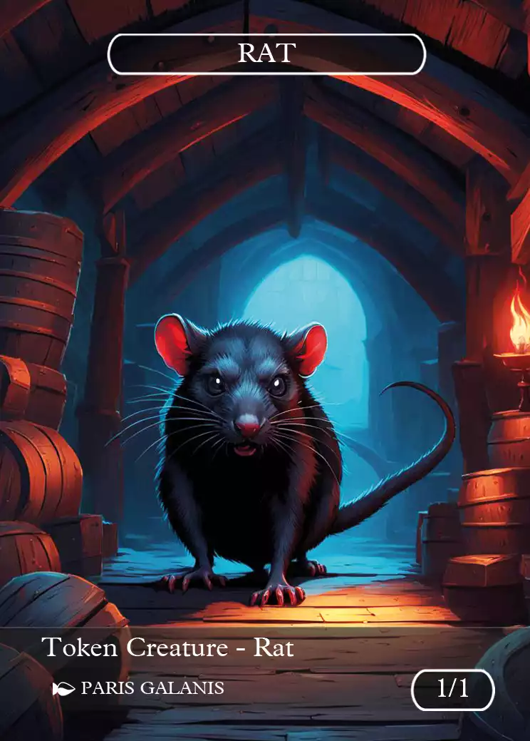 Rat Token Black Rat 1/1 With Deathtouch - Givememana Tokens Series 2 (MTG)