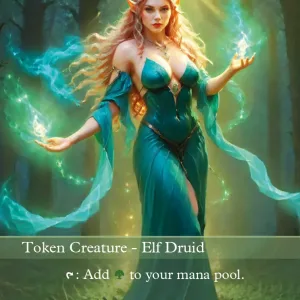 Elf Druid Token (Green 1/1) (V.1)