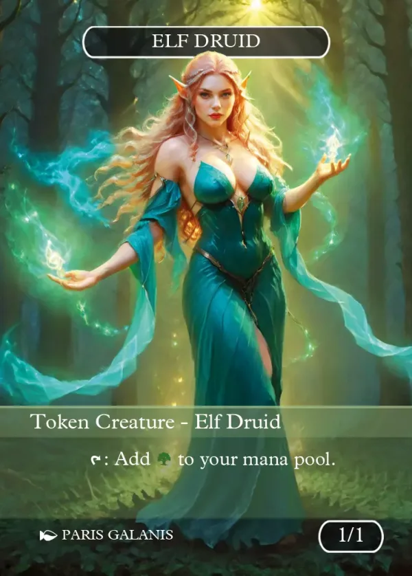Elf Druid Token (Green 1/1) (V.1)