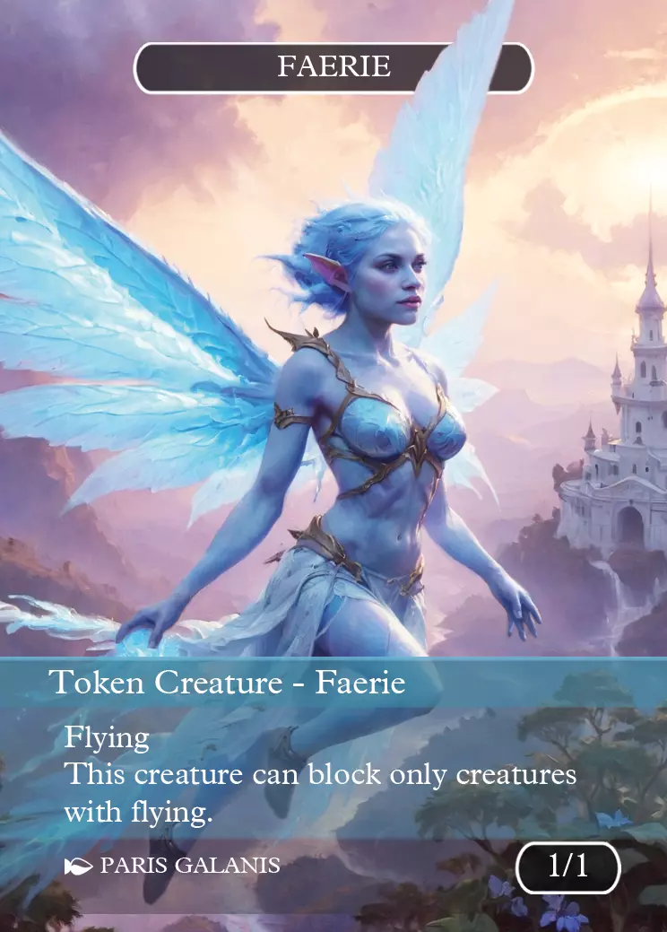 Faerie Token (Blue 1/1 Blocks only flying creatures)